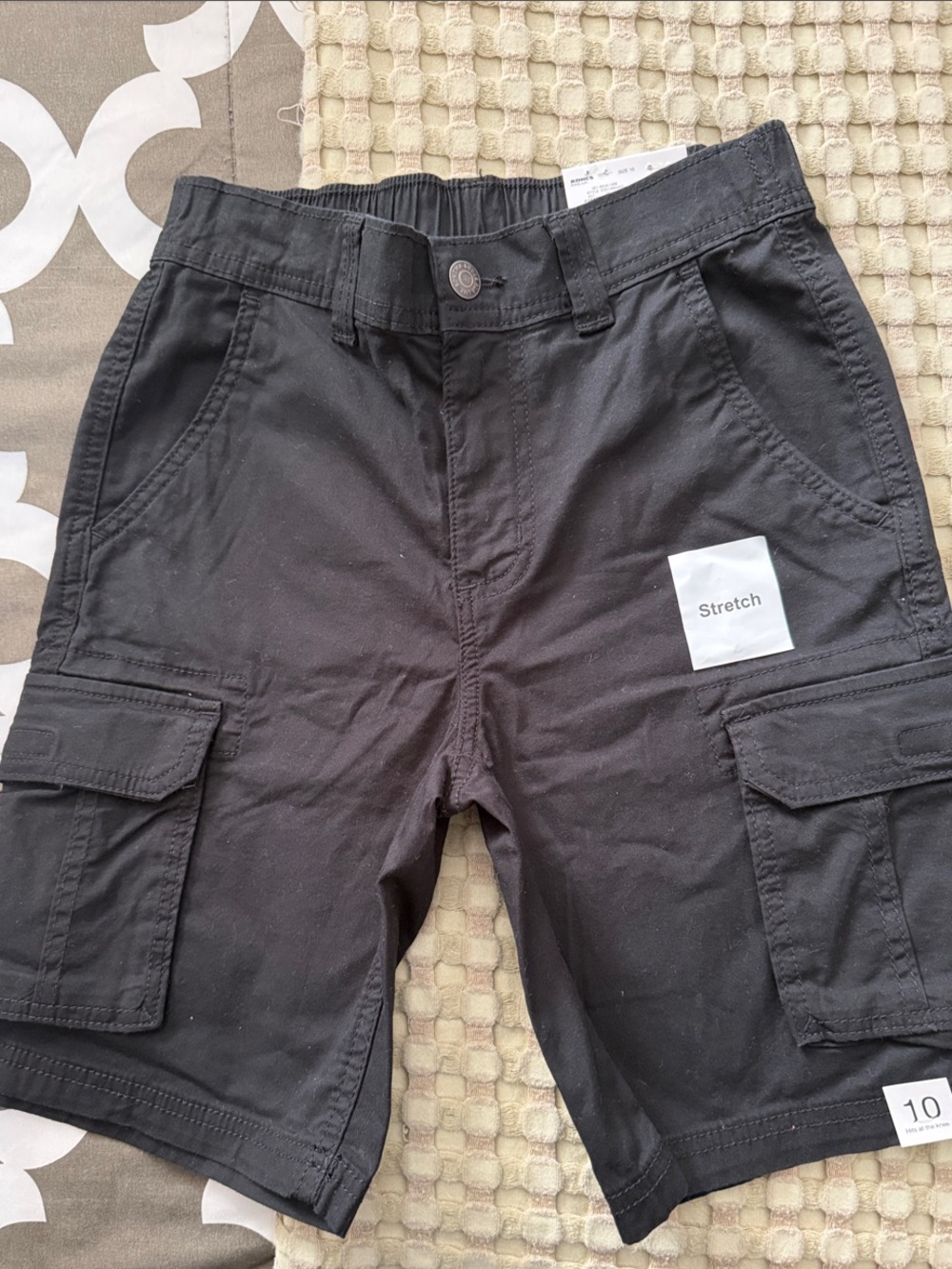 Boy’s Black Stretch Cargo Shorts - Size 10
